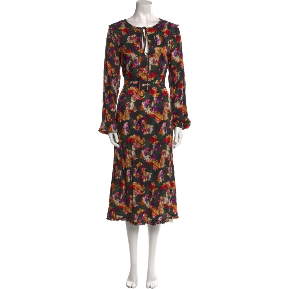 Raquel Allegra Floral Print Midi Length Dress Designer Size 1